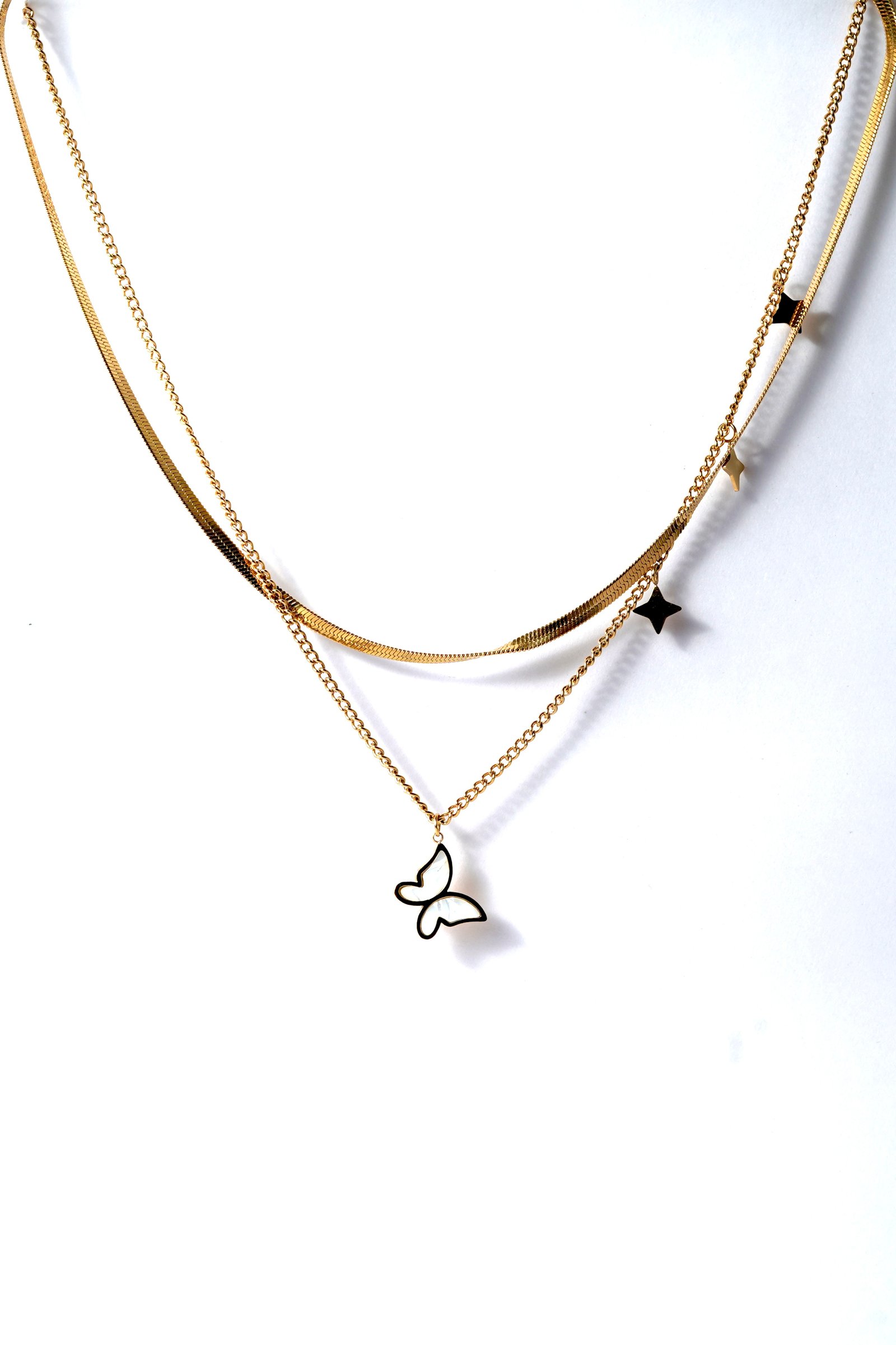 Butterfly Duo Layered Necklace