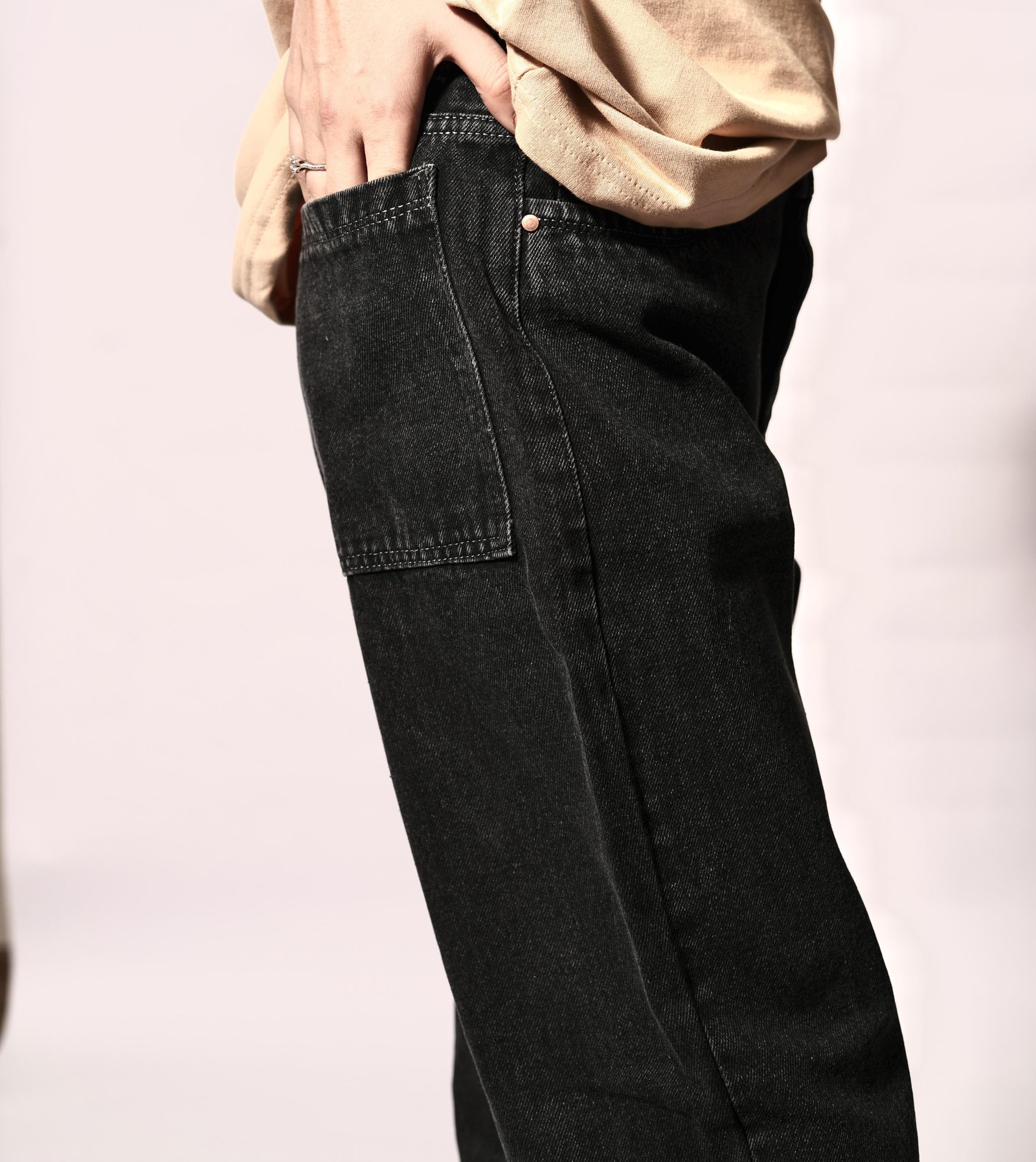 Charcoal Black Tapered Jeans