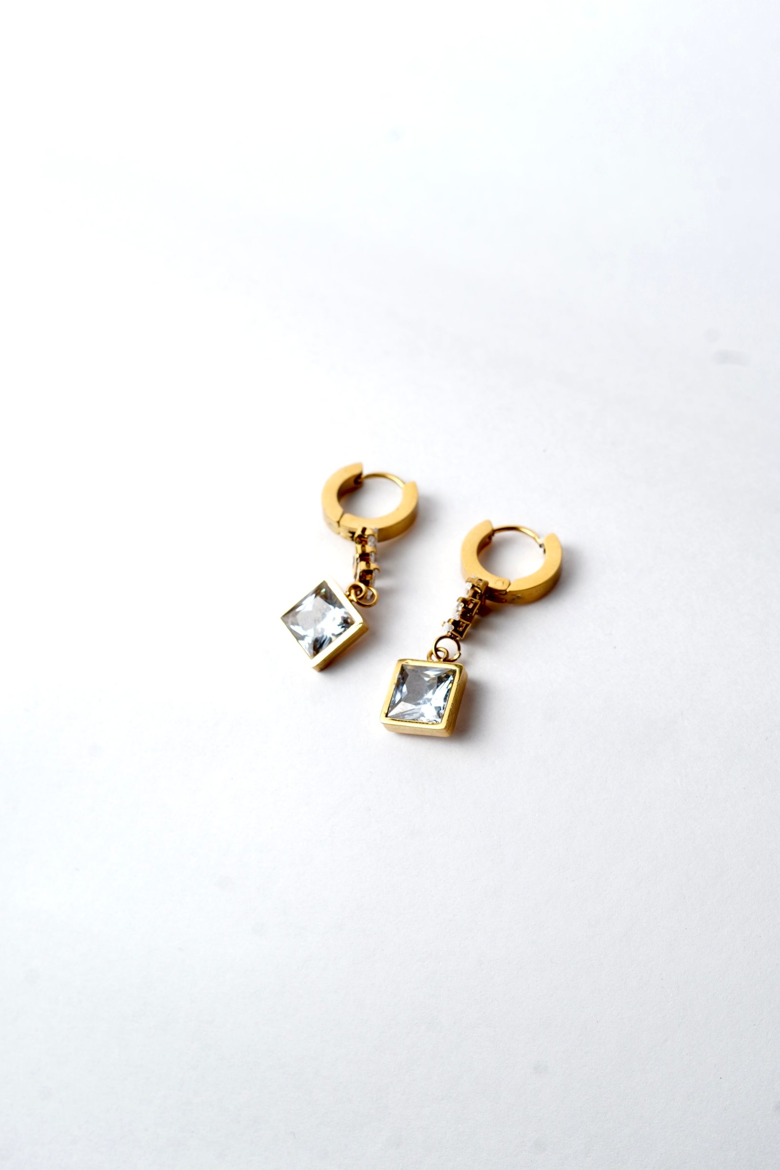 Crystal Square Drop Earrings